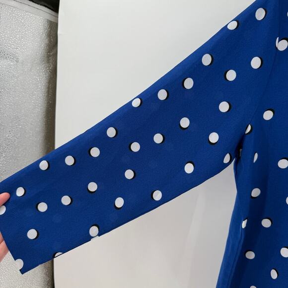 Van Heusen Blue Polka Dot V-Neck Pullover Career Blouse Women's Size Small - Picture 5 of 8